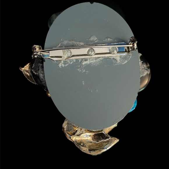 Handmade Upcycled Brooch Artisan Repurposed Vintage Jewelry Pin Blue (Broach) - Picture 4 of 4